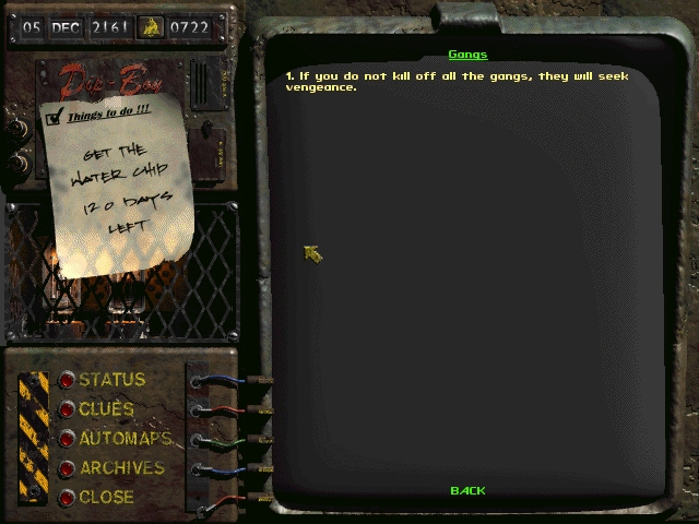 Fallout demo PipBoy
With the "clues" button

